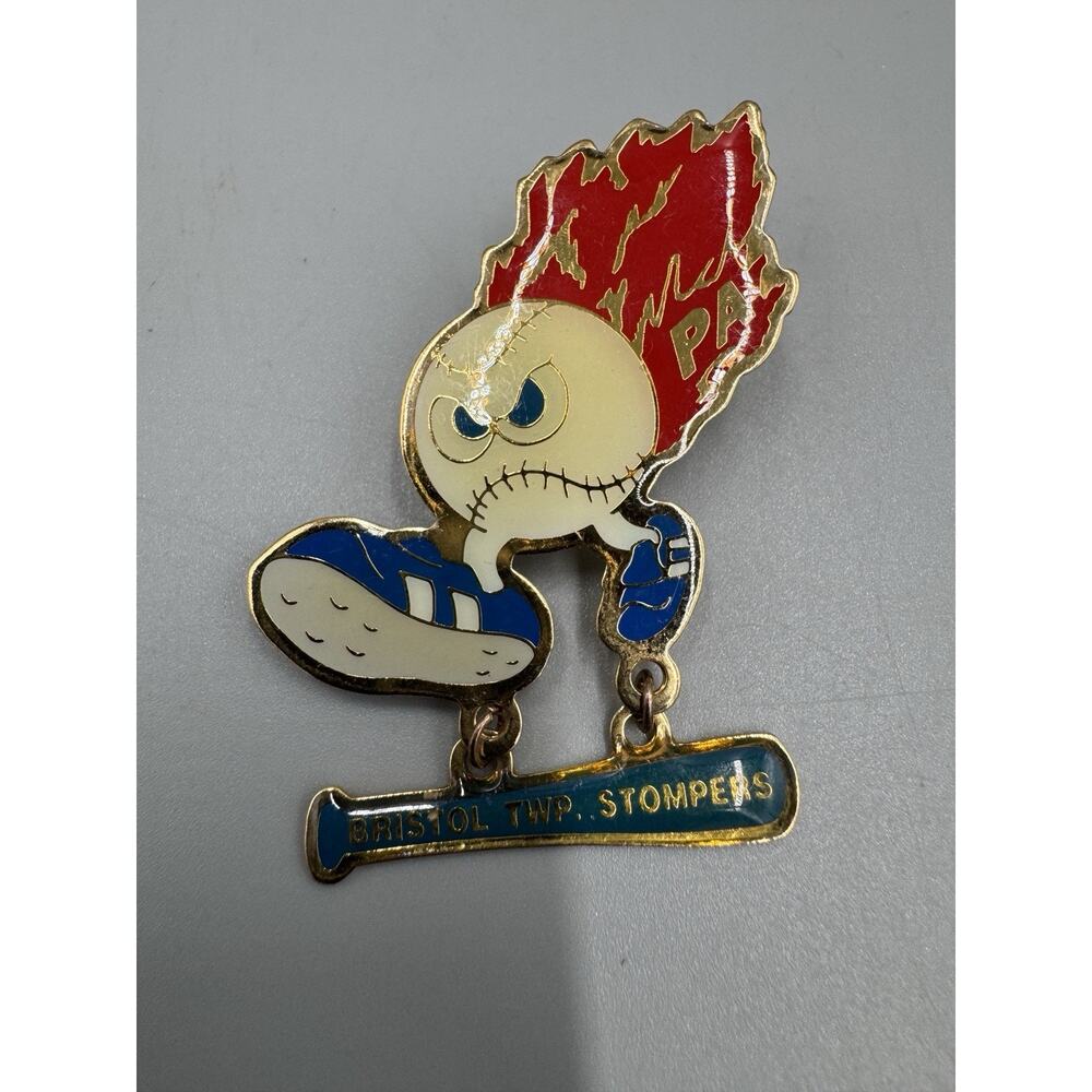 Vintage Bristol Township PA Stompers Softball Baseball Lapel Pin